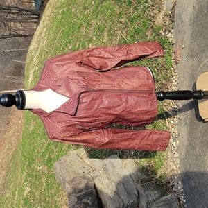 Maurices size large brown fitted leather jacket.